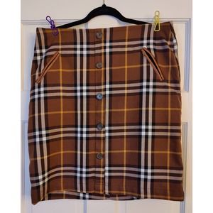 Anemone Brazil Brown Plaid Skirt Size G, Possibly US Sz M